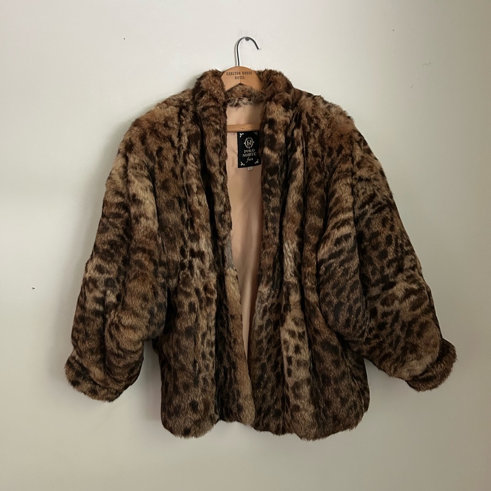 Polo Norte Real Fur Coat Leopard Print